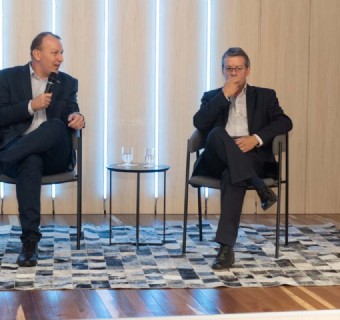 Vice-presidente de Comércio, Marcos Victorazzi, no painel de perguntas com o economista Ricardo Hingel