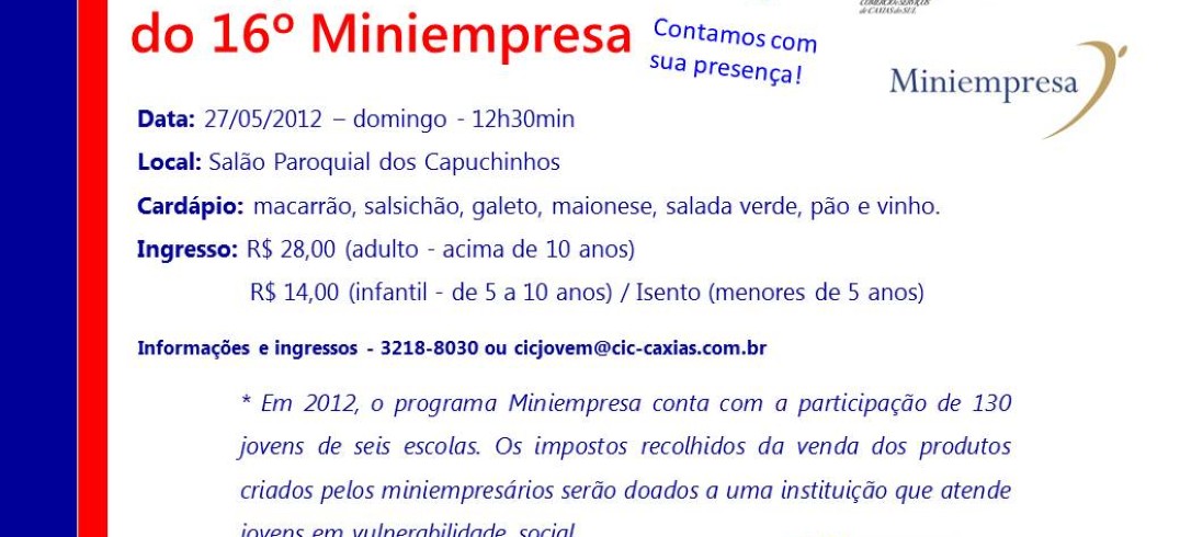 No evento beneficente, as seis escolas participantes de 2012 comercializarão seus produtos