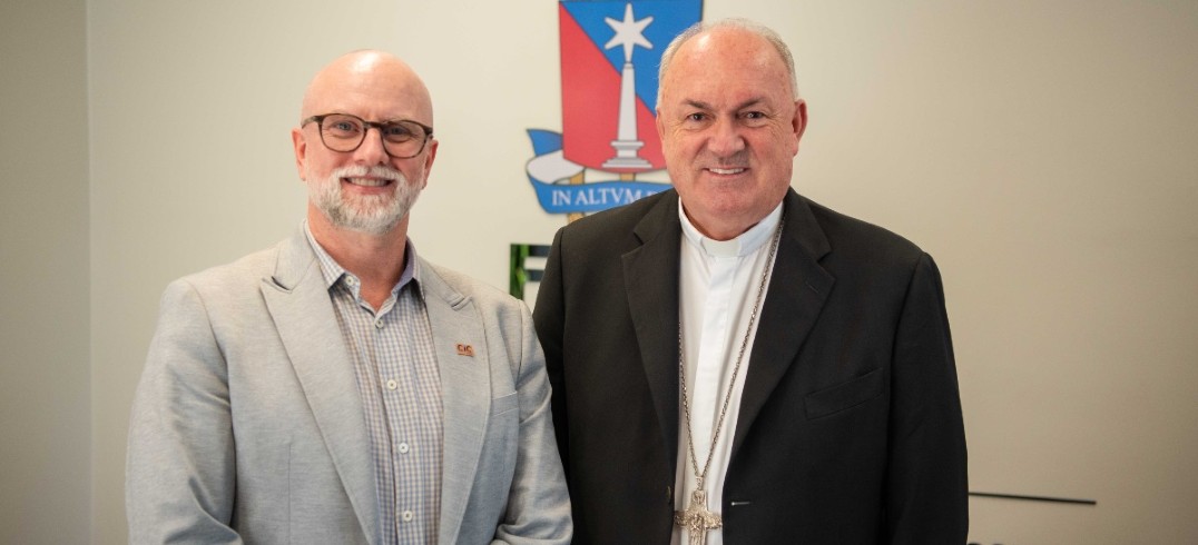 Ubiratã Rezler e Dom José Gislon estarão à frente da Instituição na gestão maio/2026 a maio/2029 - Foto: Bruno Zulian/UCS