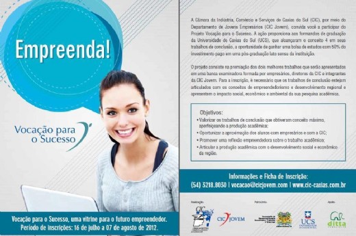 Projeto premia melhores trabalhos de conclusão de curso de acadêmicos da UCS.